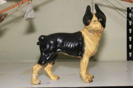 Cast iron model Boston Terrier dog, 25cm high.