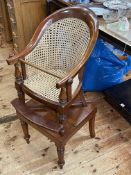 Victorian bergere panelled child's high chair on turned leg base.