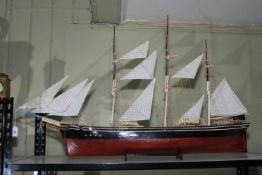 Model ship of Cutty Sark, 108cm length.