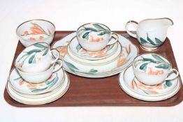 Susie Cooper Orchid tea china, 15 pieces.