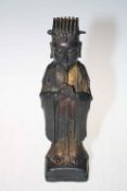 Antique Chinese bronze figure of dignitary, with gilt decoration, 29cm.