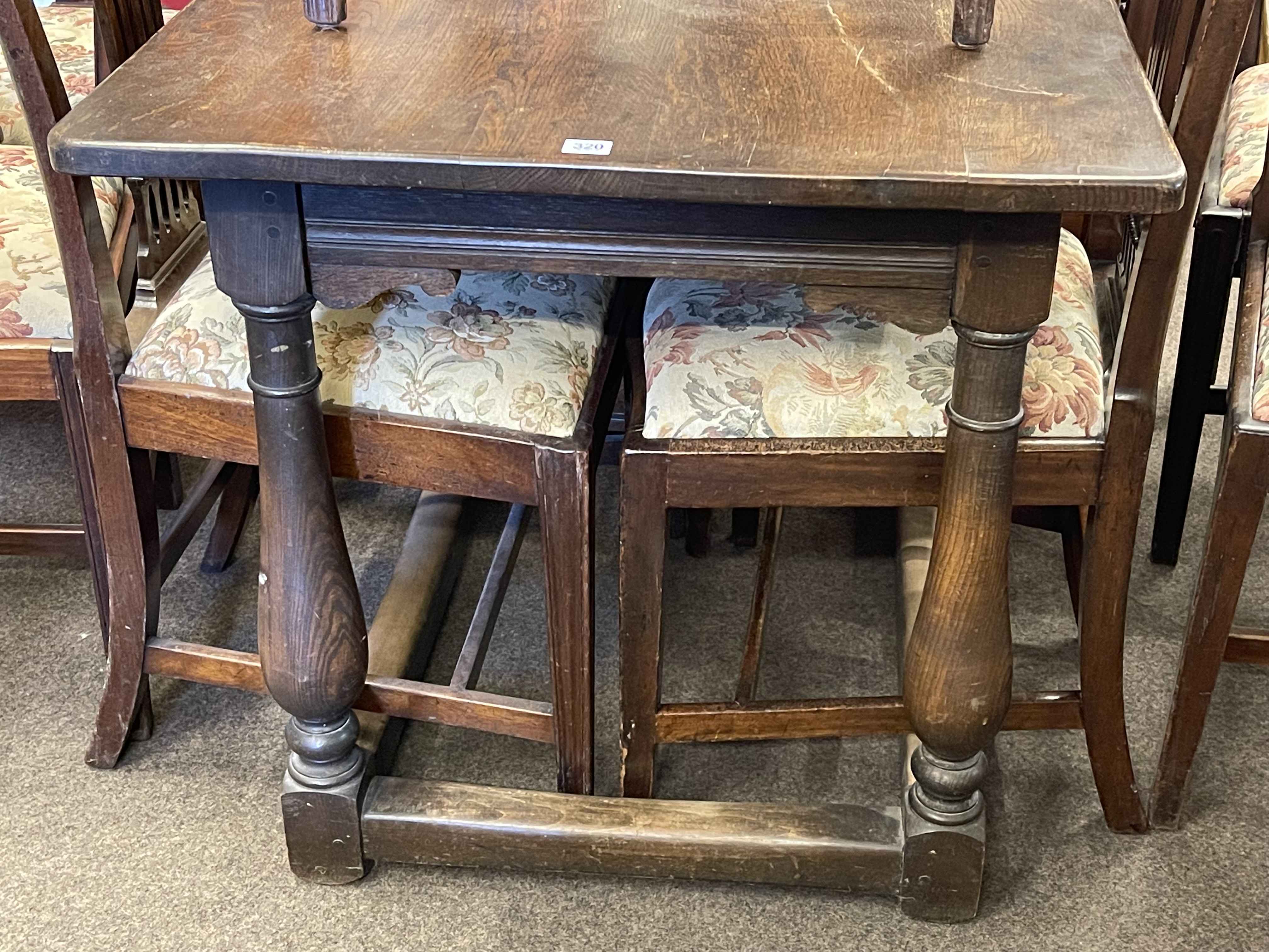 Oak refectory table and ten Georgian mahogany dining chairs (5x5). - Image 2 of 2