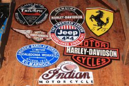 Eight cast iron motoring interest signs.