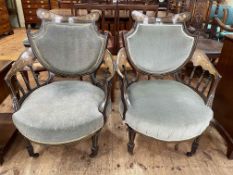 Pair late Victorian/Edwardian inlaid occasional chairs.