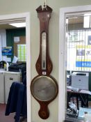 19th Century inlaid mahogany banjo barometer, Tettamanzi, Colchester.