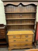 Late Victorian chest of two short above two long drawers and oak dresser rack (2).