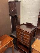 Edwardian mahogany five drawer music cabinet and 1920's oak clock case (2).