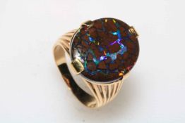 Large opal 14 carat gold ring, size O.