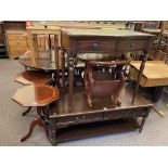 Mahogany twin pedestal extending dining table and leaf together with a set of four Chippendale