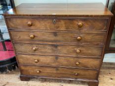 Victorian mahogany four drawer secretaire chest on bracket feet, 103.5cm by 112.5cm by 54cm.