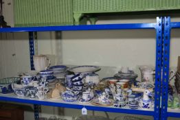 Collection of mainly blue and white porcelain including Spode, Willow, Delft, Sylvac, etc.