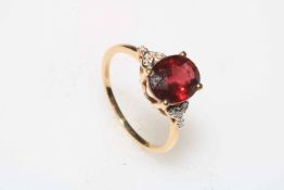 3 carat garnet and 9 carat gold ring, size Q.