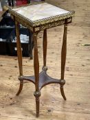 French gilt mounted and marble inset top plant stand, 80.5cm by 32.5cm by 32.5cm.