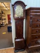 Victorian mahogany and line inlaid eight day longcase clock having brass arched dial, Charles Levy,