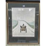 L S Lowry, The Cart, framed print, blind stamped and signed in pencil in the margin, 52cm by 41cm.