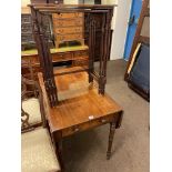 19th Century mahogany Pembroke table and pair rush seated country dining chairs,