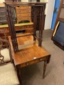 19th Century mahogany Pembroke table and pair rush seated country dining chairs,