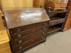 Victorian oak three tier dumb waiter having two drawers and turned pillars, 109cm by 105cm by 41cm,