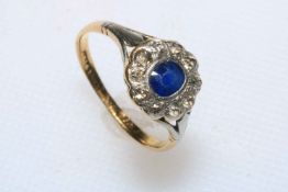 Sapphire and diamond 18 carat gold ring, size N/O.