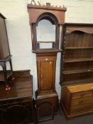 19th Century oak and mahogany longcase clock case.