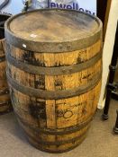 Large oak and metal coopered barrel.