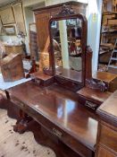 Victorian mahogany dressing table and marble topped and tiled back washstand.