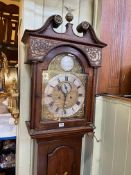 John Fortune Lauder oak cased longcase clock with brass and silvered dial.