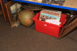 Illuminated globe, LP records including Beatles, mirror, paintings, fire screen, etc.