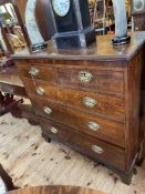 19th Century oak chest of two drawers above three graduated drawers on bracket feet.