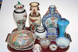 Collection of Oriental Pottery including vases, plates, ginger jar, tea bowls, moon flask, etc.