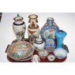 Collection of Oriental Pottery including vases, plates, ginger jar, tea bowls, moon flask, etc.