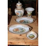 Five pieces of Belvedere Kaiser, Design Nossek including lidded jar, vase, serving dishes, etc.