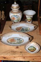 Five pieces of Belvedere Kaiser, Design Nossek including lidded jar, vase, serving dishes, etc.
