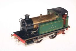 Bowman LNER steam locomotive gauge O, with spirit fumes, 26.5cm length overall.