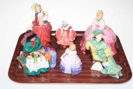 Six Royal Doulton ladies, Silks & Ribbons, Autumn Breezes, Victoria, Ascot,