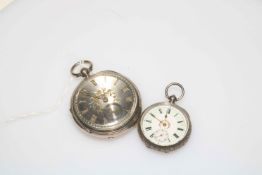 Victorian silver gents pocket watch, London 1889, and silver fob watch (2).