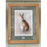 Kate Wyatt, 'Hare', signed limited edition print, 164/295, 30cm by 22cm, framed.