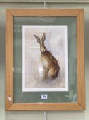 Kate Wyatt, 'Hare', signed limited edition print, 164/295, 30cm by 22cm, framed.