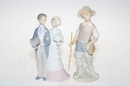 Two Lladro figures, Wedding Bride and Groom, 4808, 19.5cm, and 'Nino Pescado', 22cm.