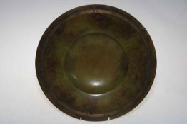 Danish green patinated bronze charger, marked JUST Denmark, 34cm diameter.