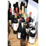 Fourteen bottles of wine and spirits including Chateauneuf Du Pape, Marques De Berfo,