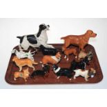 Fourteen various Beswick dogs including Dachshund, Poodle, Setters, Corgi, etc.