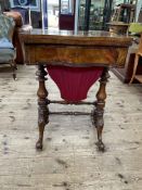 Victorian figured walnut games table with swivel folding top revealing chess,