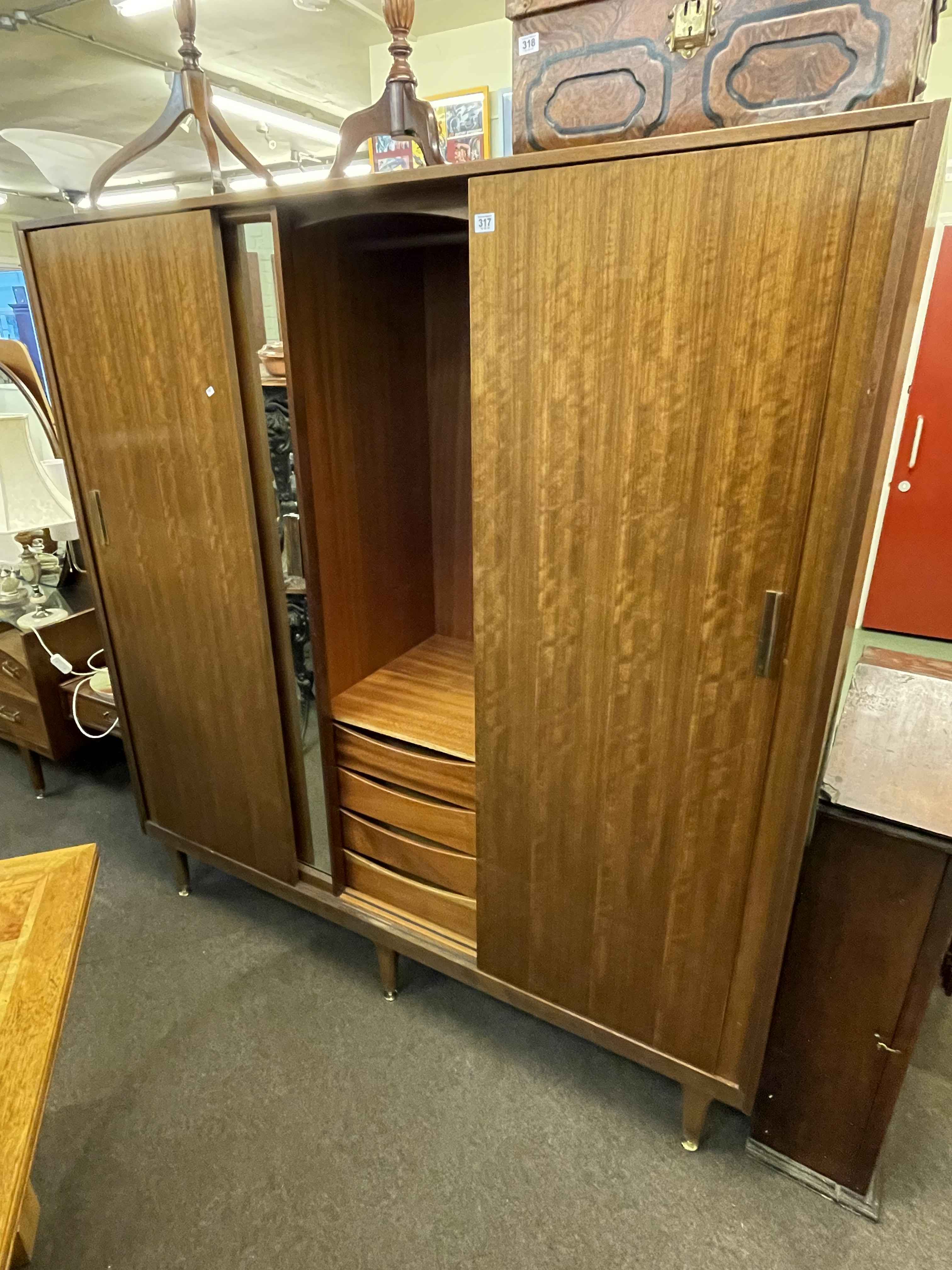 1950's E Gomme for G Plan five piece bedroom suite comprising triple door wardrobe, dressing table, - Image 5 of 5