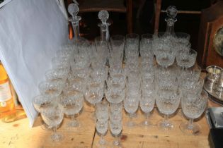 Suite of Webb cut crystal including decanters, approximately 64 pieces.