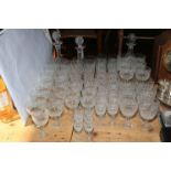 Suite of Webb cut crystal including decanters, approximately 64 pieces.