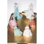 Five Coalport ladies including Wedding Day, Andrea and Penny and Royal Worcester Serena.