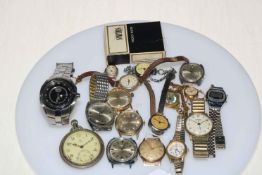 Box of watches including Accurist 9 carat gold.
