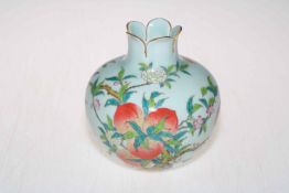 Chinese peach vase with shaped neck, 15cm.