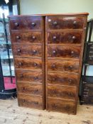 Large Victorian mahogany chest of drawers consisting of two banks of six drawers,